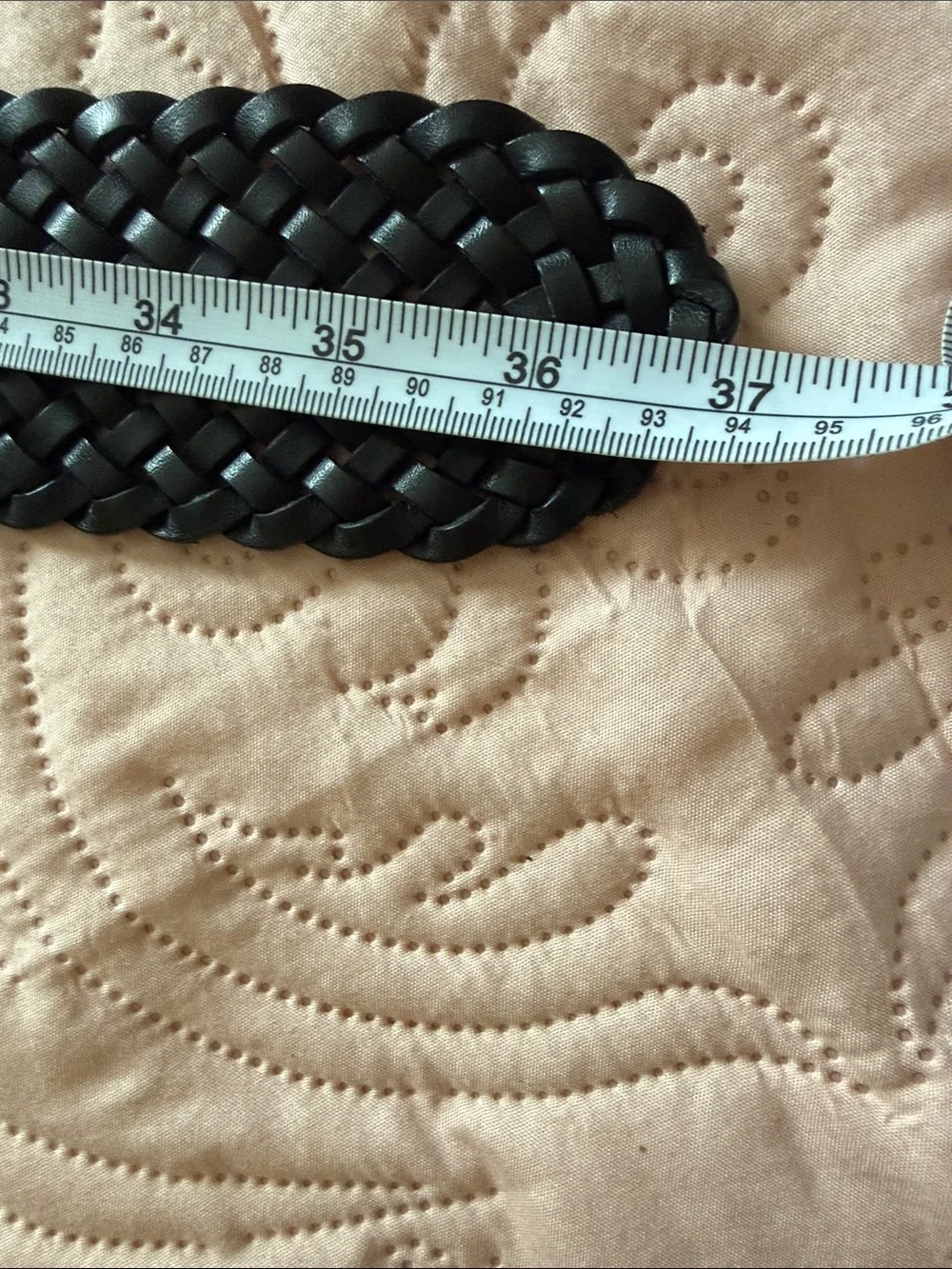 Ralph Lauren Black Woven Leather Belt with Brass-Tone Buckle (NEW WITHOUT TAG)